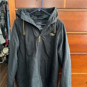 L.L. Bean Men's Black Raincoat with Yellow Accents